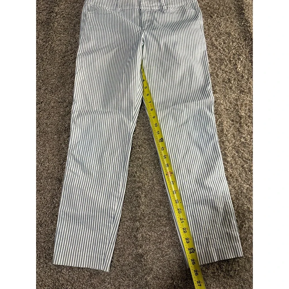 Old Navy Pixie Pants Blue White Vertical Stripe Chino Ankle Dress Pants